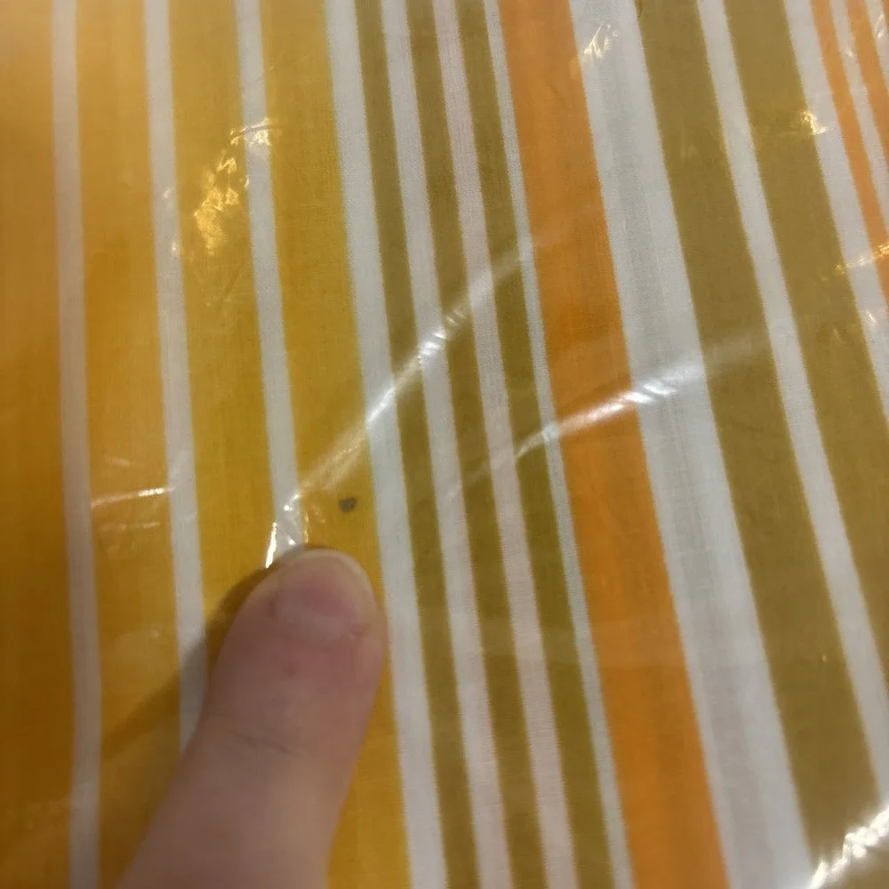NOS Vintage Stevens Utica Queen Flat Sheet Orange Striped Fancy 1970s No Iron